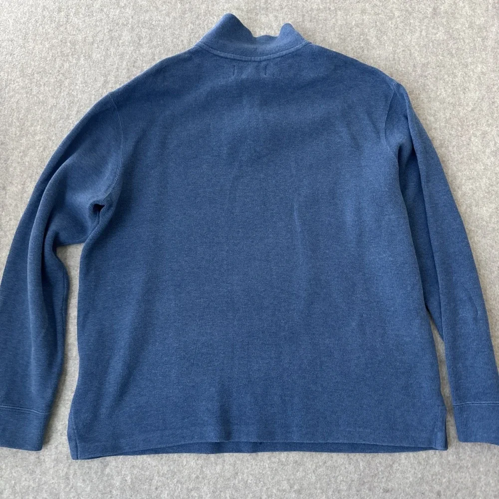 Polo Ralph Lauren Quarter Zip Sweater Mens Large Blue Knit Cotton Pony Pullover